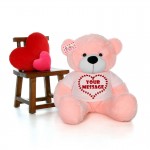 Huge 5 Feet Personalized Teddy Bear wearing Customizable Tshirt - Available in 7 Colors